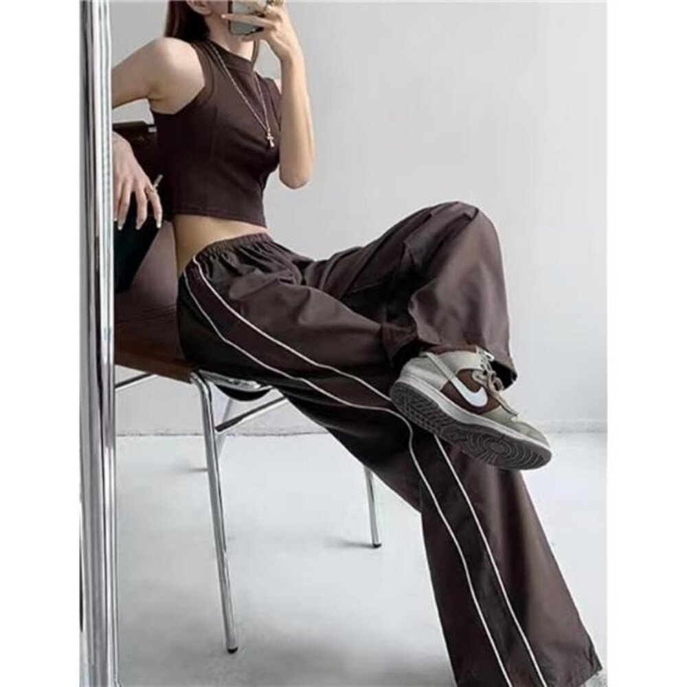 Womens Parachute Pants Wide Leg Baggy Pants - Picture 5 of 9